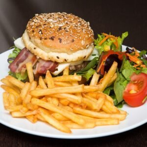 hamburger, food, burger, fries, salad, fast food, plate, burger, burger, burger, burger, burger, fast food, fast food